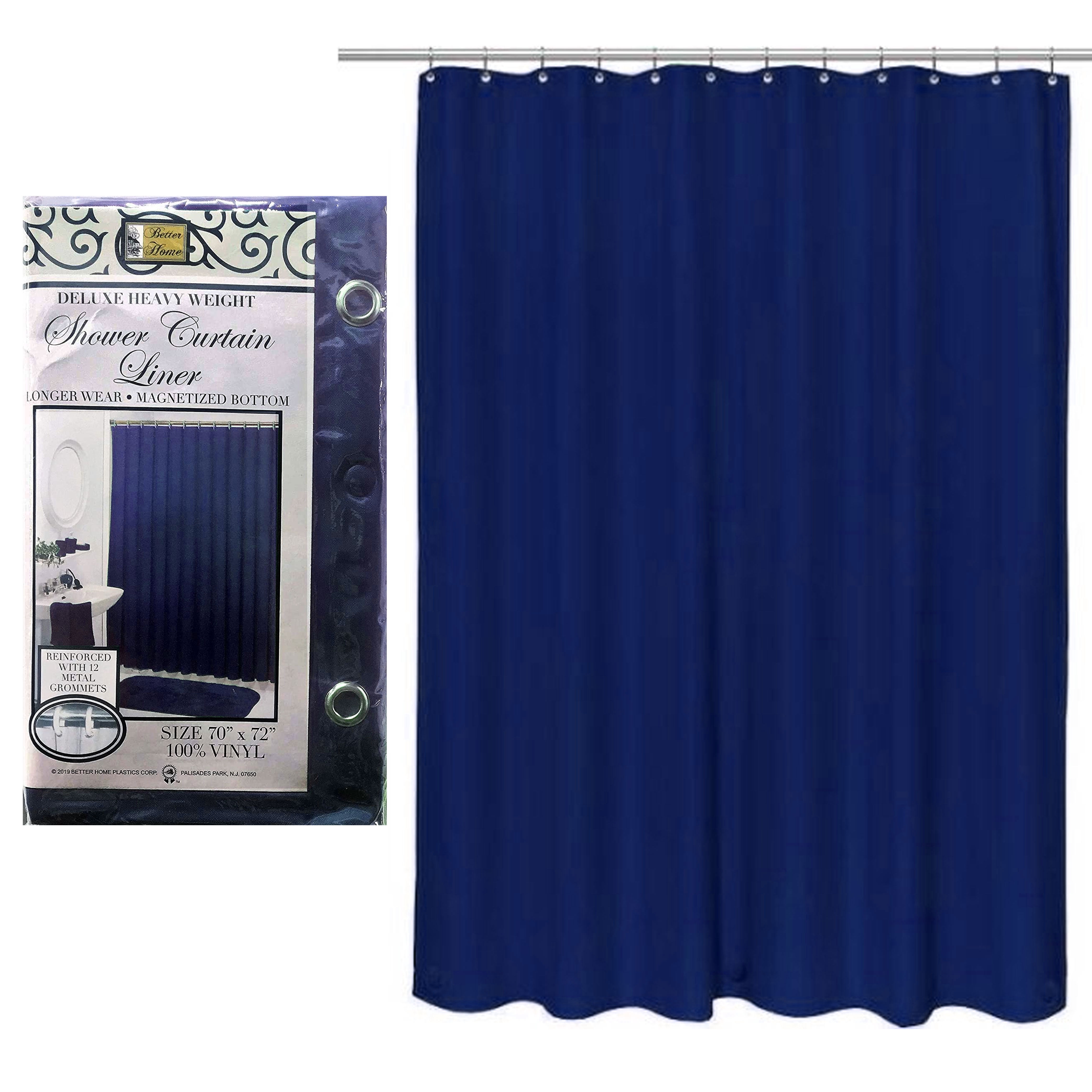 "Generic 1 Pc Navy Blue Heavy Duty Magnetized Shower Curtain Liner ...