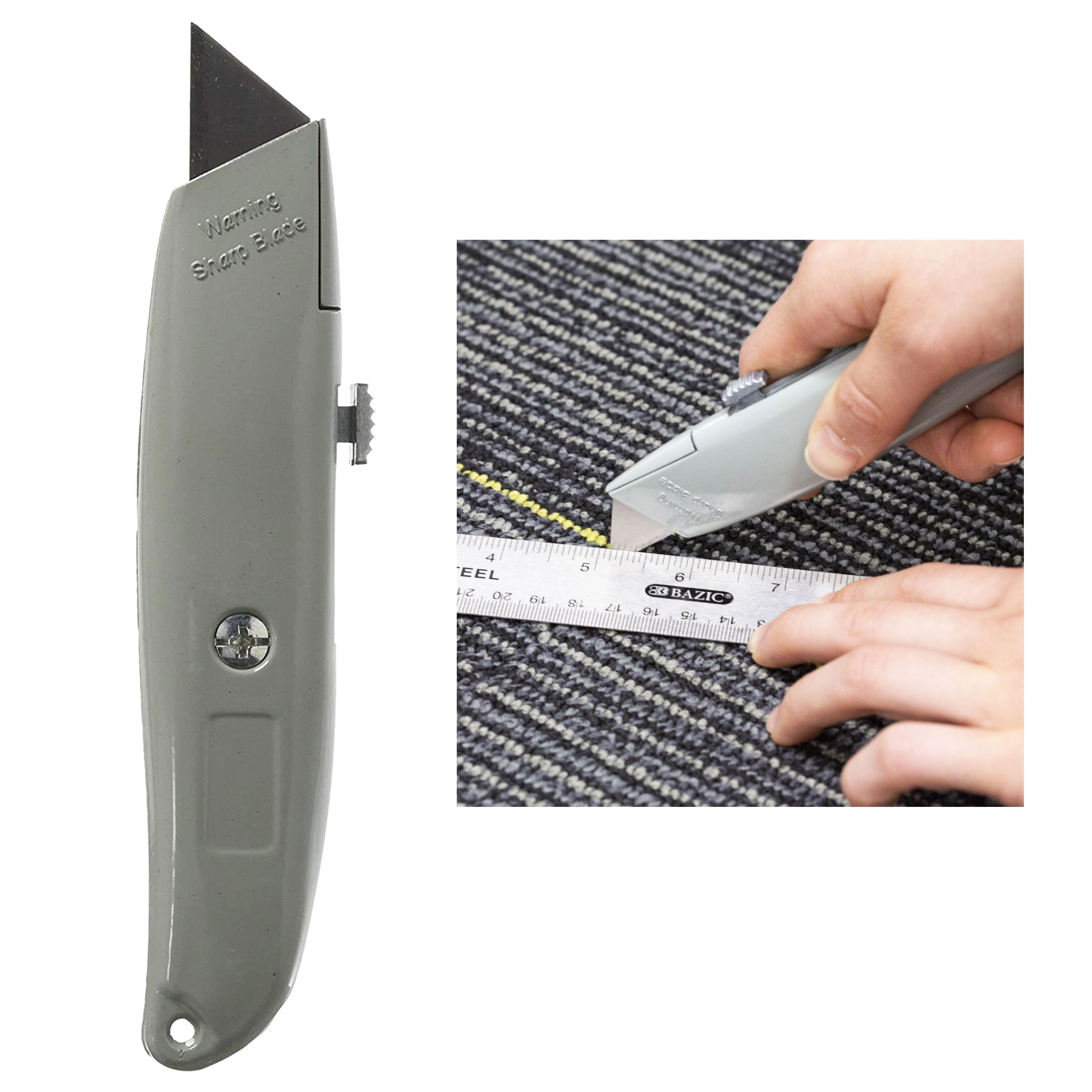 AllTopBargains 8 Utility Knife Box Cutter Retractable Snap Off Lock Blade  Tool Razor Sharp