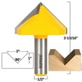 thumbnail image 1 of 1" Height x 90° V Groove Router Bit - 1/2" Shank - Yonico 14998, 1 of 1