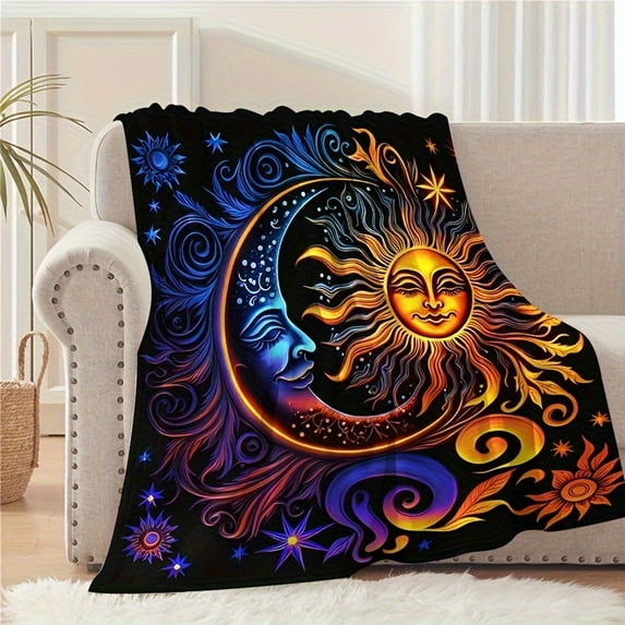1 Helios pattern blanket flannel fabric soft and warm blanket for living room and bedroom home decoration travel