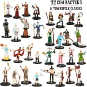 1" Hex Townsfolk Mini Fantasy Figures Set - 32 Unique Non Player Characters NPC - Nobility, Merchants, Peasants, Entertainers, Compatible w DND Dungeons Dragons Pathfinder RPG Games