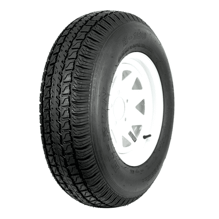 Hi-Run H180 ST205/75D15 6PR TL Trailer Tire & 15x5 White 8-Spoke Rim Assembly