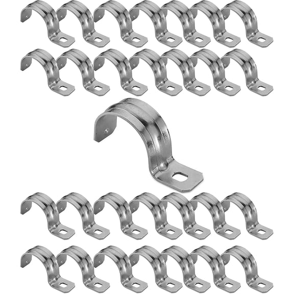 1 Hole 1 Inch Pipe Strap - Reinforced Rib For Extra Strength - Zinc-Plated Steel Pipe Strap Clamp For Rigid & IMC Conduit - Snap-On Installation - Pack Of 25; 43060