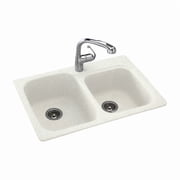 1-Hole Double Bowl Kitchen Sink in Tahiti White Finish