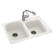 1-Hole Double Bowl Kitchen Sink in Tahiti White Finish