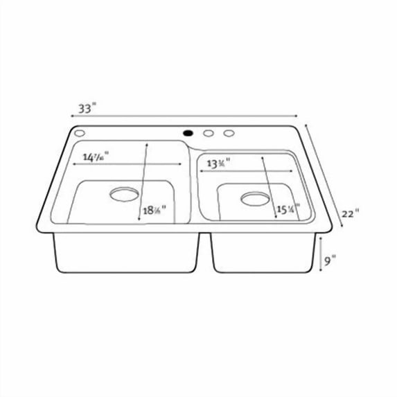 1-Hole Double Bowl Kitchen Sink in Tahiti White Finish