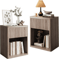 thumbnail image 1 of 1 Hollow Board Wave Pattern Bedside Table 1 Pair For Sale, 1 of 7