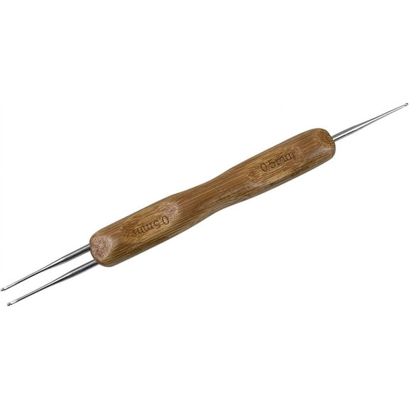 1 Hook, 2 Hooks, 3 Hooks Dreadlock Crochet Hook for Hair Lock Crochet Needle for Braid Craft Bamboo Handle (Pack of 1, 0.5mm Double End)