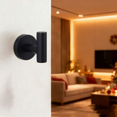 1 Hook Removable Shower Hooks for Inside Shower – Towel Hooks for Bathroom Window Glass Tile Robe Looafh Hook for Hanging – & Rustproof Black