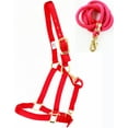 thumbnail image 1 of 1" Horse Western Nylon Web Throat Snap Halter Brass Plated Tack 107HL01RD, 1 of 1
