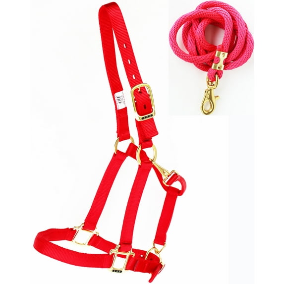 1" Horse Western Nylon Web Throat Snap Halter Brass Plated Tack 107HL01RD