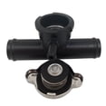 thumbnail image 1 of 1" Hose Aluminum In-Line Radiator Hose Filler Neck With Cap 90 Degrees Black, 1 of 3