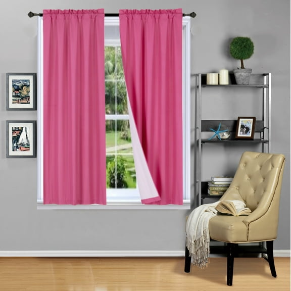 1 Hot Pink panel rod pocket 100 % privacy foam lined window dressing light filtering curtain R64 size 35" wide X 63" length