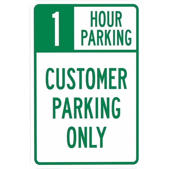 1 Hour Customer Parking Only Sign, 8"x12" Security Metal Warning Decor, Business Office Yard Street Home Personal Custom Caution Wall Sign