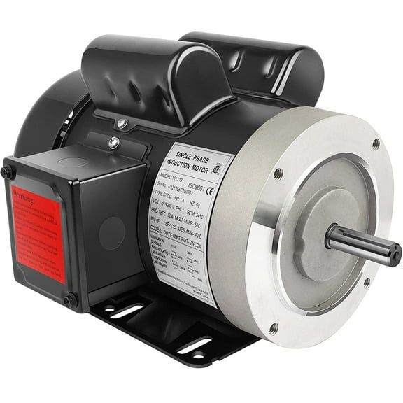 1 Hp Electric Motor 1750RPM General Purpose Single Phase Motor 56C Frame 13.6/6.8A 115/230V TEFC CW/CCW