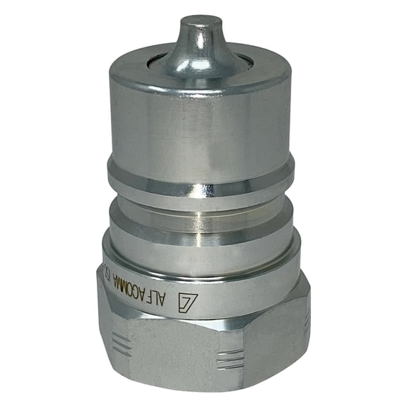 1" Hydraulic Quick Release Coupling, Series A, 1" Male Plug x 1" Female Threads, Galvanized Steel