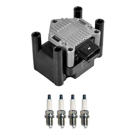 1 ISA Ignition Coil and 4 Denso Spark Plugs Compatible with 1999 Volkswagen Jetta Golf UF277 C1319