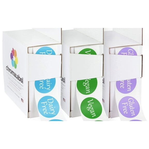 1" Imprinted Food Dots Kit: 3 Boxes, 500/Box
