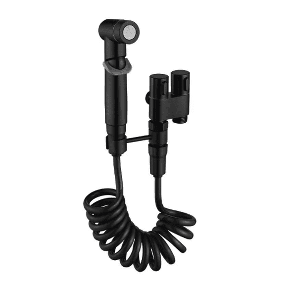 1-In-2-Handheld Out Dual Control Valve Bidet Sprayer for Toilet, Premium Handheld Bidet Sprayer for Toilet with Adjustable Pressure Valves for Toilet - Adjustable Water Pressure (Black)M