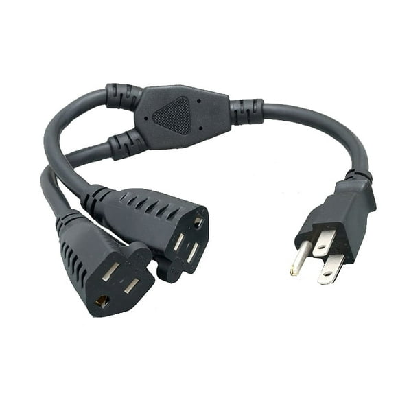 1 In 2 Out AC Power Cord Splitter - Outlet Extension Outlet Space Saver