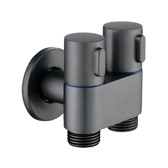 1-In-2-Out Dual Control Valve, Ongmies 1 in 2 Out Control G1/2 Double Control Washing Machine Faucet Toilet for Bidet and Bathroom Cleaning, Black