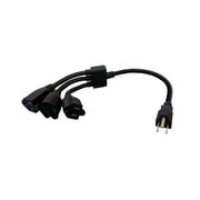 1 In 3 Out AC Power Cord Splitter - Outlet Extension Outlet Space Saver