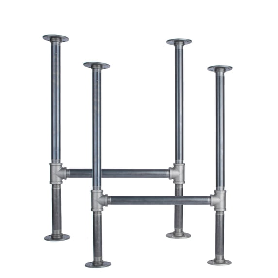 1 In. Heavy Duty H Round Flange Pipe Desk Legs - 2 Pack