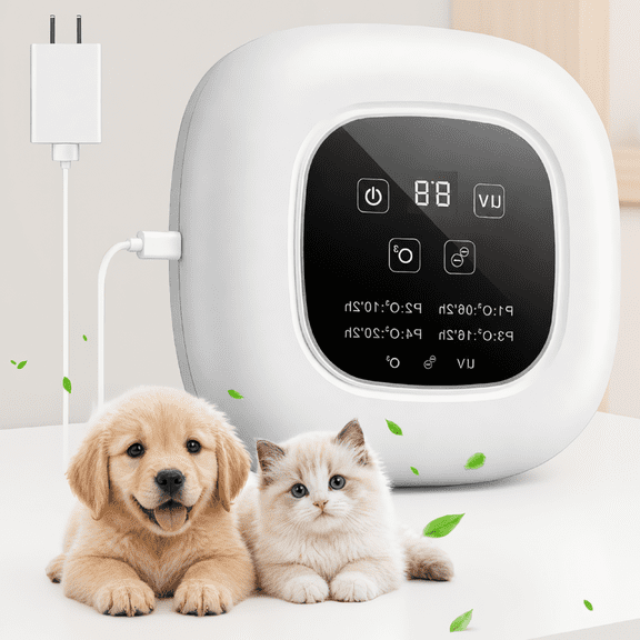 1 -In Ionic Air Purifier with Ozone & Negative , Filterless Litter Box Deodorizer, 4 Levels, Timer, for Pet Odor, Bedroom, Bathroom