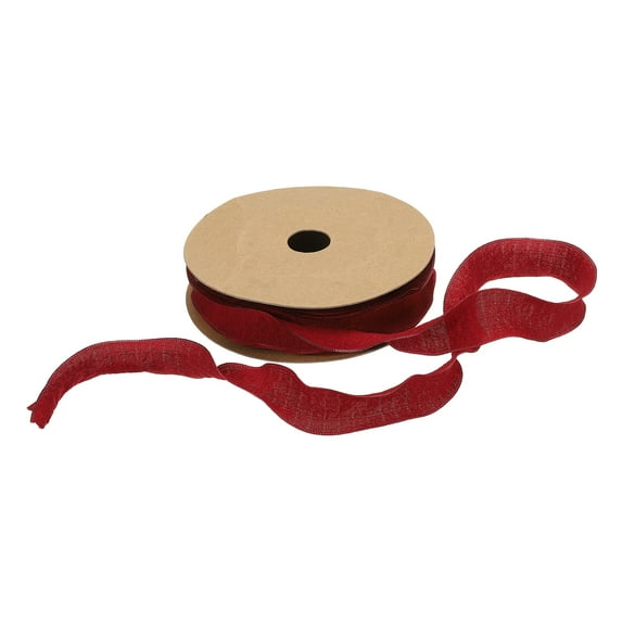 1 Inch 10 Yard Satin Double Ruffle Edge Ribbon Burgundy Red Solid Color for Hair Bows Sewing Gift