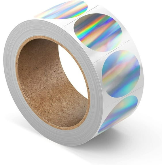 1 Inch | 1000pcs in a Roll | Perforated Round Color Coding Circle Dot Labels | Metallic Shinny Rainbow Effects for Envelop Seals, Colored Dot Stickers