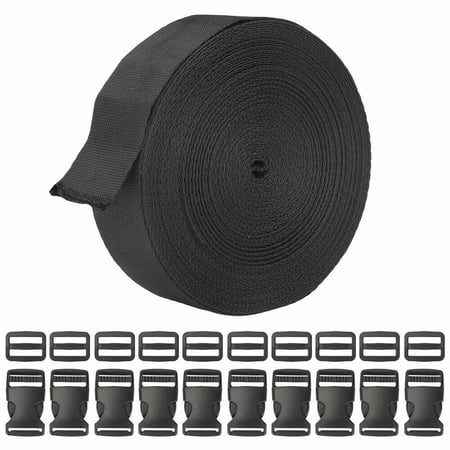 1 Inch 11 Yards Nylon Webbing Strap With 10PC Plastic Buckle + 10PC Side Release US SHIP
