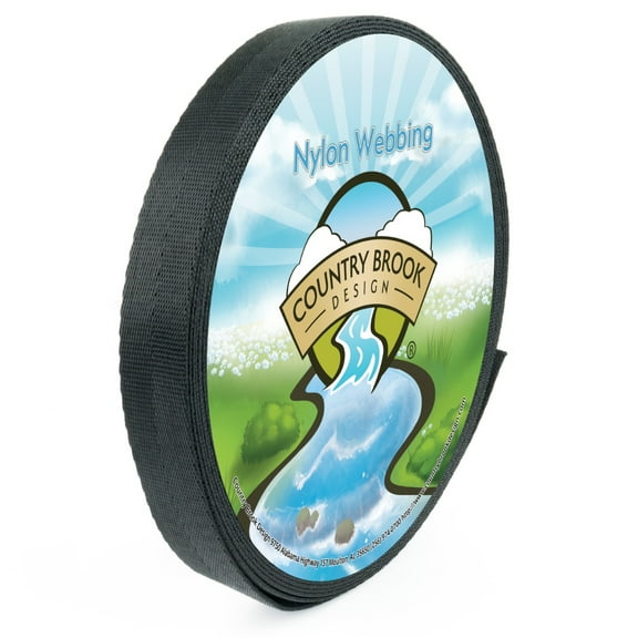 1 Inch 2 Panel Black Lite Weight Nylon Webbing, 25 Yards