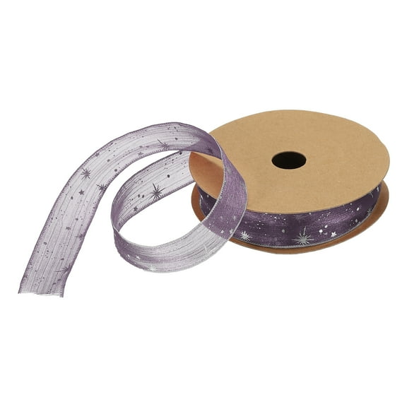 1 Inch 20 Yard Star Organza Sheer Ribbon Sparkly Snow Yarn Ribbon Lavender Purple for Gift Wrapping Cake Box Bow