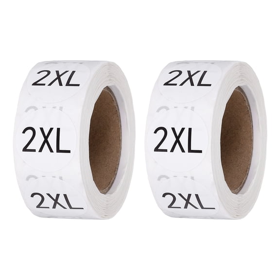 1 Inch 2XL Clothing Size Stickers, 500 Pcs Round Self Adhesive Labels Shirt Size Labels Semi-Gloss Adhesive Stickers for Retail Clothing t Shirt Skirt, Black (2 Roll)
