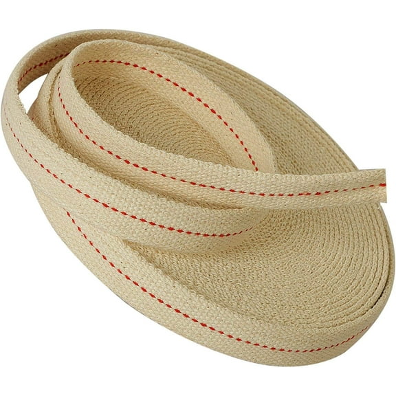 1 Inch 33 Feet All Cotton Oil Wicks, Oil Lamp Wick with Red Stitch Replacement Oil Lanterns Wick for Kerosene Burner Lighting or Paraffin Oil Based Lanterns