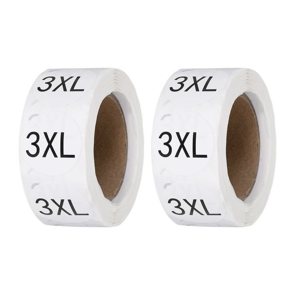 1 Inch 3XL Clothing Size Stickers, 500 Pcs Round Self Adhesive Labels Shirt Size Labels Semi-Gloss Adhesive Stickers for Retail Clothing t Shirt Skirt, Black (2 Roll)