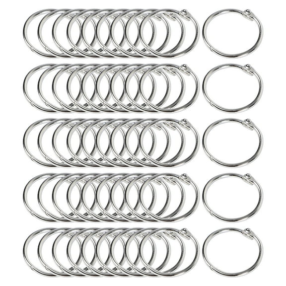 1 Inch (50 Pack) Loose Leaf Binder Rings, Nickel Plated Steel Binder Rings, Keychain Key Rings, Metal Book Rings, Silver, for Home Office