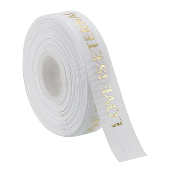 1 Inch 50 Yard Valentine Printed Ribbon Wedding Favor Grosgrain Satin Ribbons White for Gift Wrapping Bouquet