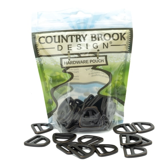 Country Brook Design® 1 Inch Aged Bronze Double Bar D-Rings, 10 Pack