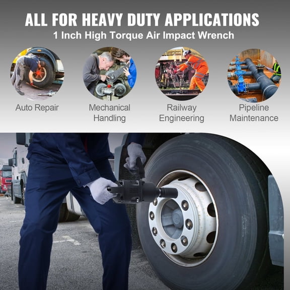 1 Inch Air Impact Gun Lightweight Aluminum Construction Up to 2730 ft-lbs Reverse Torque 6 Speed Torque Settings 2 Handles for Heavy Duty Maintenance and Repairs