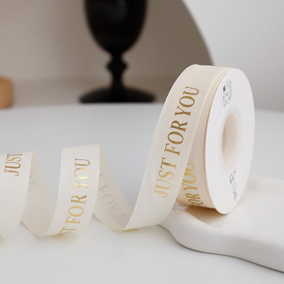 1 Inch Beige Chiffon Ribbon, Just for You Ribbon for Holiday Party, Wedding Decorations, 16 Inches Gift Wrapping for Balloons, Sewing, and Floral DIY Decor,Gift Wrapping, Father's Day