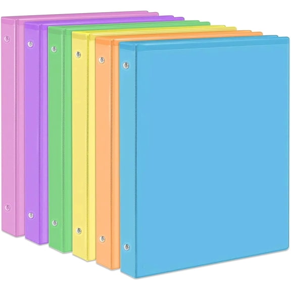 1-Inch Binder 3 Ring, Round Ring with 2 Interior Pockets, Holds 200 Sheets Letter Size Paper, Durable Plastic View Binders for School, Office, and Home