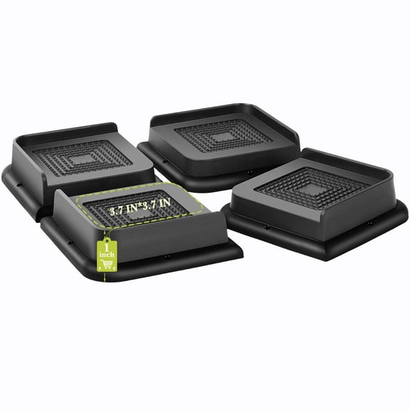 1 Inch Black 4 Pack Furniture Risers For Couch Sofa Table Chair Bed