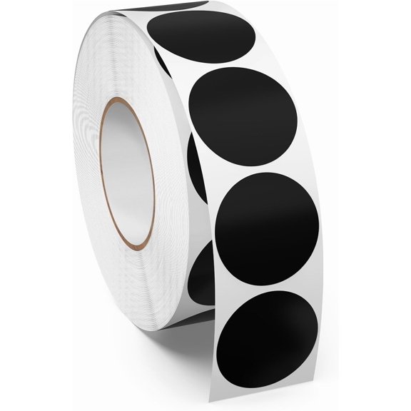 1 Inch Black Dot Circle Stickers Roll 1000 PCS Self-Adhesive Vinyl Round Color Coding Labels Writable Waterproof for Jar Garage Sale Business Classroom Office Home