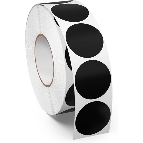 1 Inch Black Dot Circle Stickers Roll 1000 PCS Self-Adhesive Vinyl Round Color Coding Labels Writable Waterproof for Jar Garage Sale Business Classroom Office Home