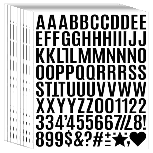 1960Pcs 1 Inch Black Self-Adhesive Vinyl Letter Number Stickers 20 Sheets for Mailbox, Vehicle & Address Signs