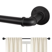 KoshiMe 1 Inch Black Wrap-Around Curtain Rod, 32"-72" Heavy Duty Industrial Curtain Rods for Windows, Mount Wall or Ceiling,Easy Install