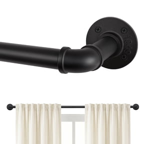 KoshiMe 1 Inch Black Wrap-Around Curtain Rod, 66"-120" Heavy Duty Industrial Curtain Rods for Windows, Mount Wall or Ceiling,Easy Install