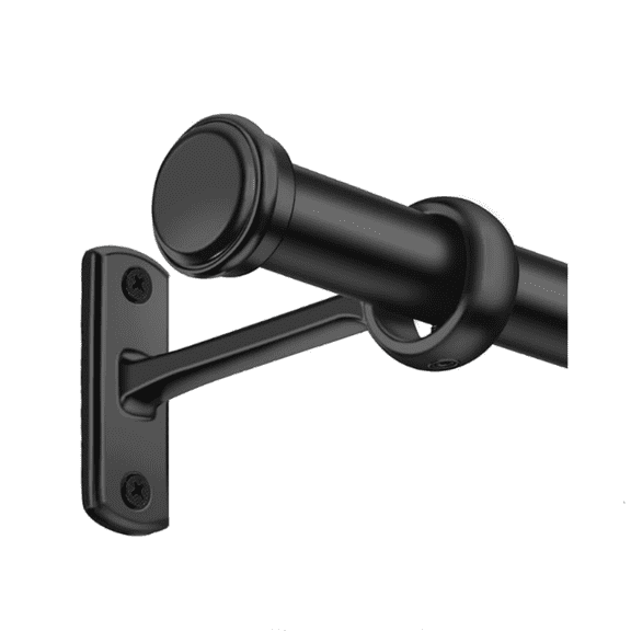 1 Inch Blackout Curtain Rods for Windows Patio, Adjustable Room Divider Curtain Rod Wall Mount & Ceiling Mount for Indoor & Outdoor, Black, 48" to 86"