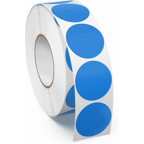1 Inch Blue Dot Circle Stickers Roll 1000 PCS Self-Adhesive Vinyl Round Color Coding Labels Writable Waterproof for Jar Garage Sale Business Classroom Office Home